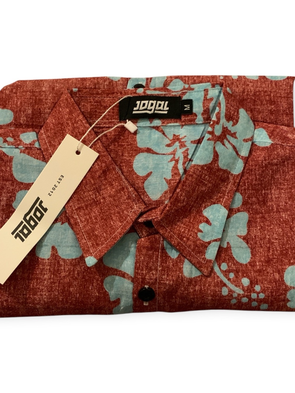 Jogal Men’s Red Floral Short-Sleeve Button-Down Shirt